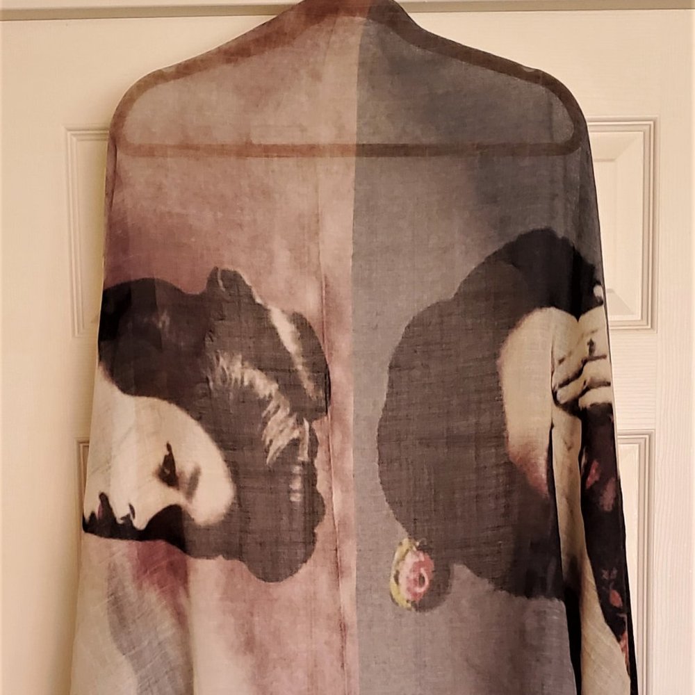 Purple Printed Geisha Girl Light Wool Scarf/Wrap (40x30)
